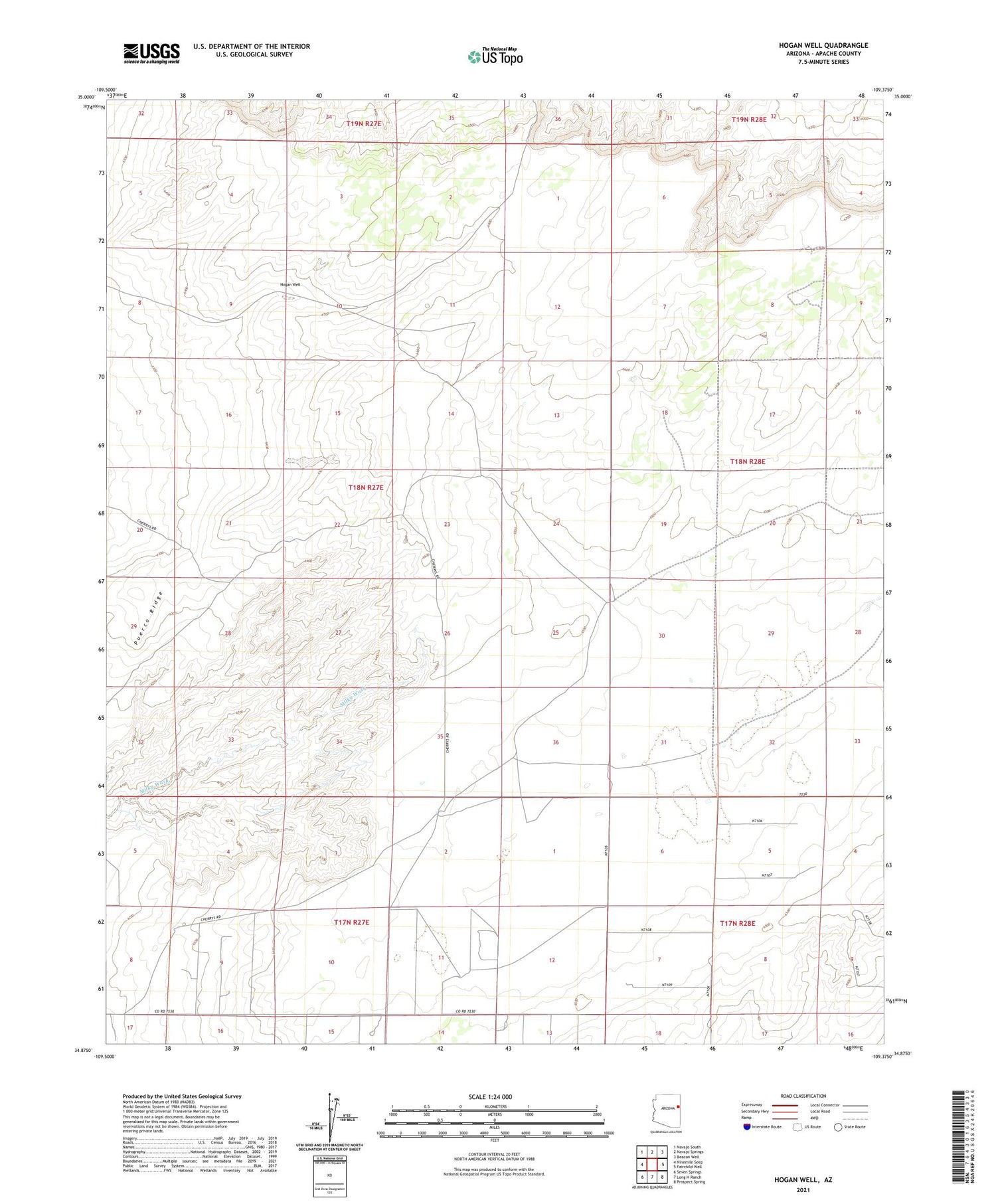 Hogan Well Arizona US Topo Map Image