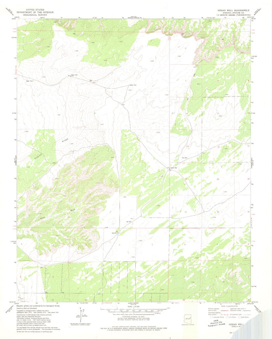 Classic USGS Hogan Well Arizona 7.5'x7.5' Topo Map Image