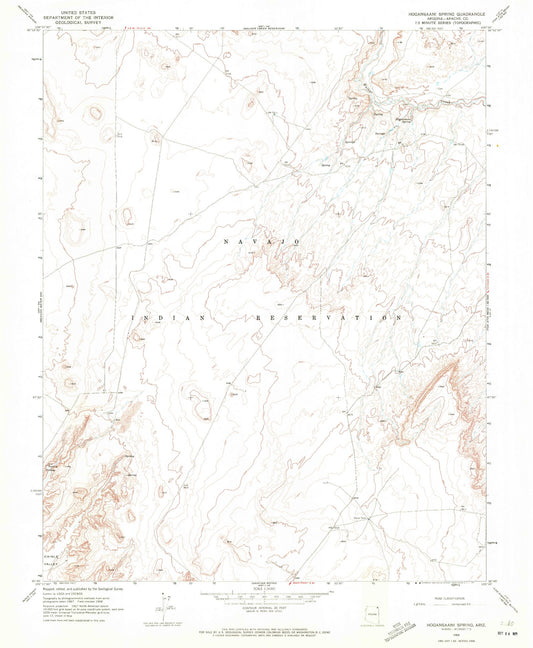 Classic USGS Hogansaani Spring Arizona 7.5'x7.5' Topo Map Image