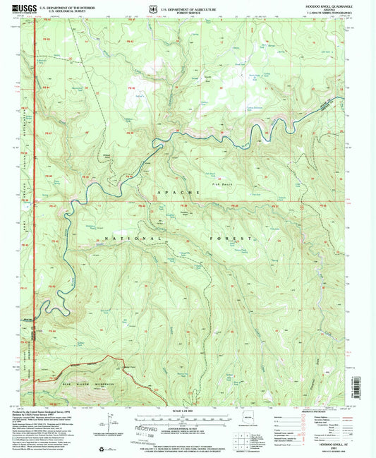 Classic USGS Hoodoo Knoll Arizona 7.5'x7.5' Topo Map Image
