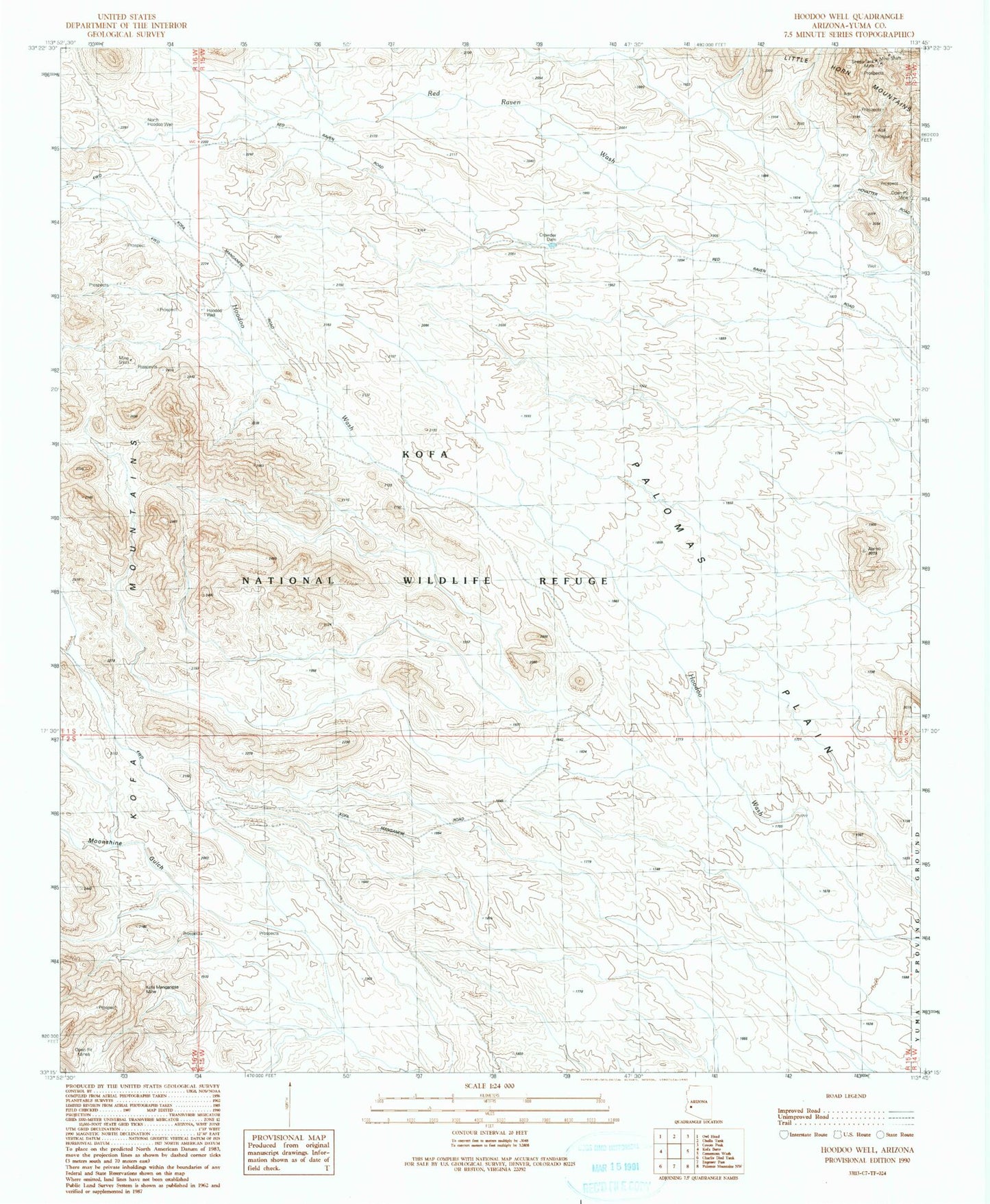 Classic USGS Hoodoo Well Arizona 7.5'x7.5' Topo Map Image
