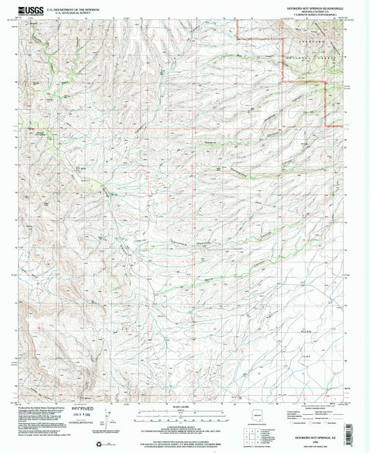 Classic USGS Hookers Hot Springs Arizona 7.5'x7.5' Topo Map Image