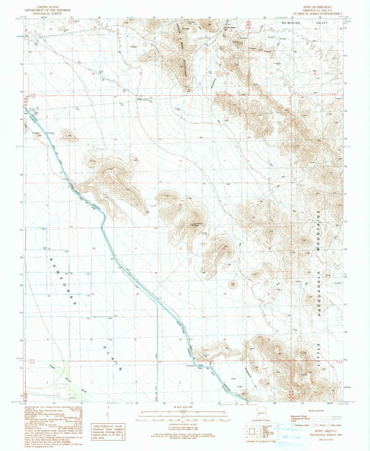 Classic USGS Hope Arizona 7.5'x7.5' Topo Map Image
