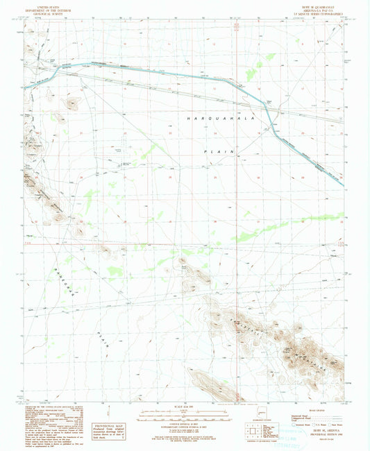 Classic USGS Hope SE Arizona 7.5'x7.5' Topo Map Image