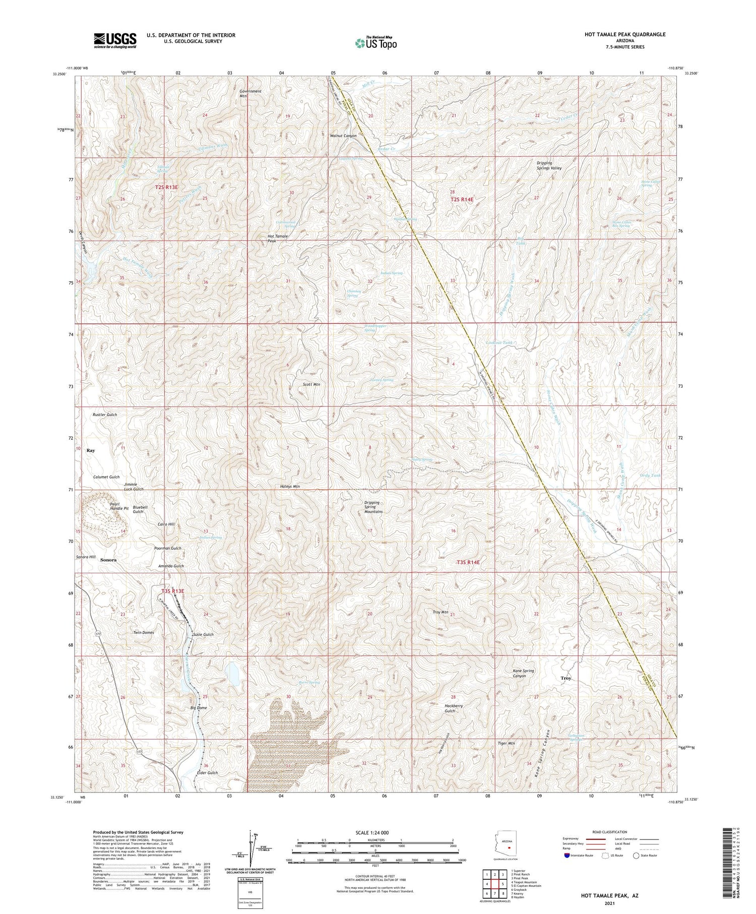 Hot Tamale Peak Arizona US Topo Map Image