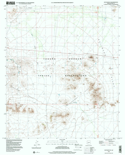 Classic USGS Hotason Vo Arizona 7.5'x7.5' Topo Map Image
