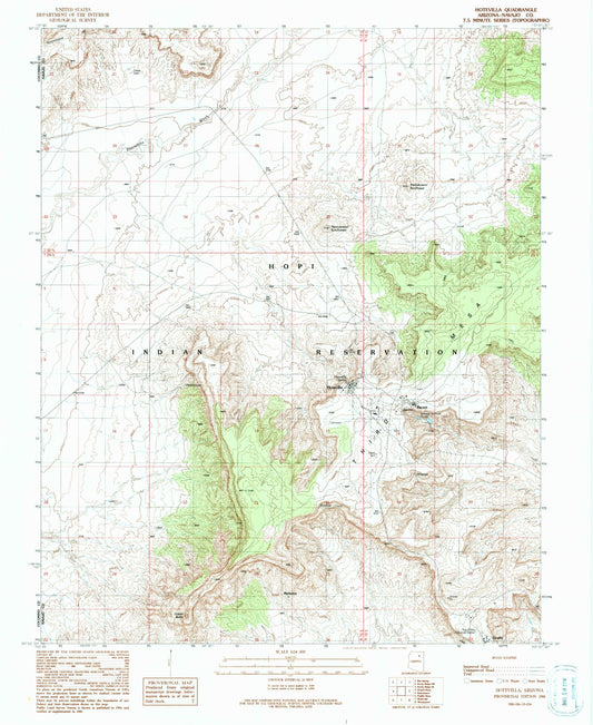 Classic USGS Hotevilla Arizona 7.5'x7.5' Topo Map Image