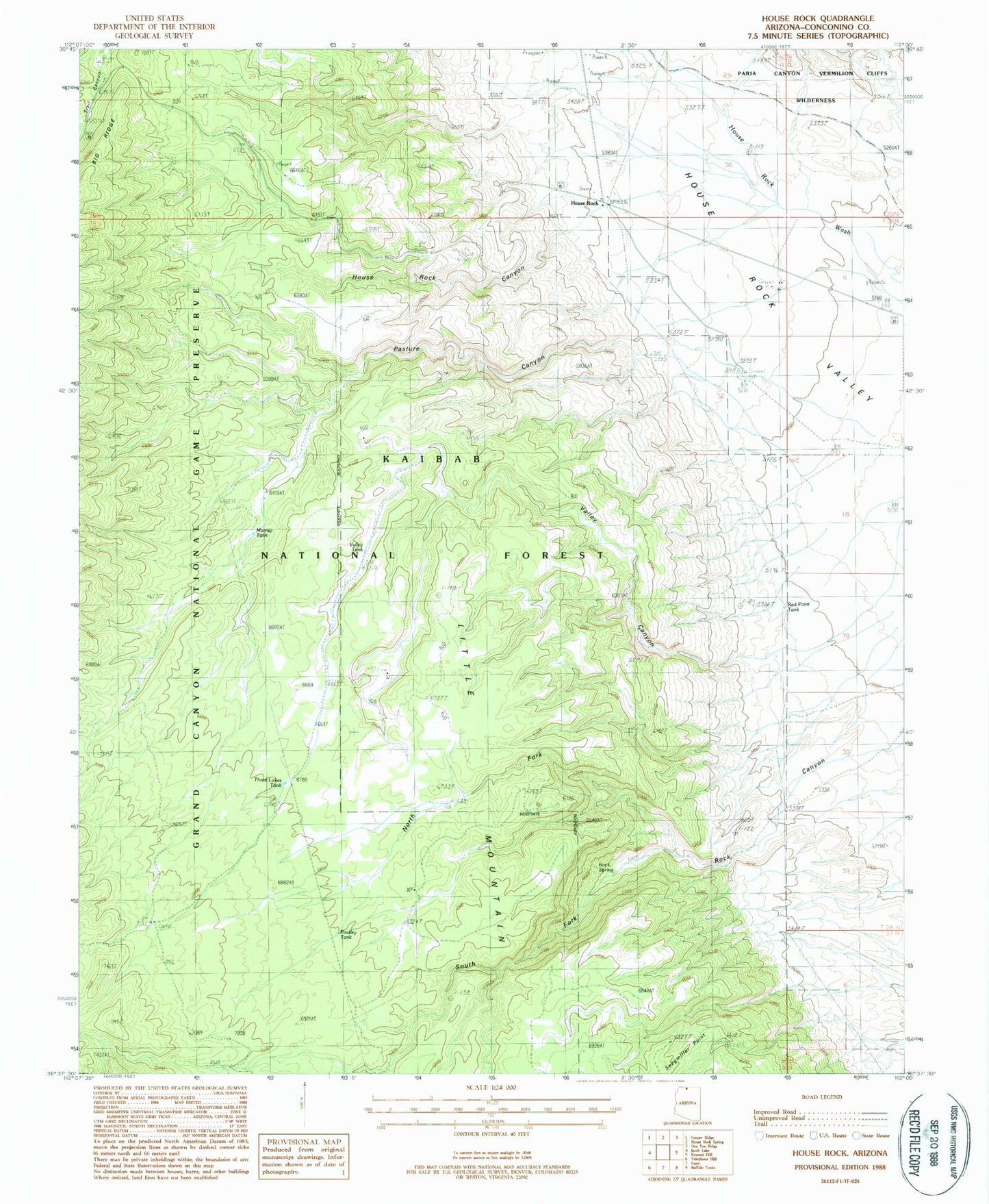 Classic USGS House Rock Arizona 7.5'x7.5' Topo Map Image