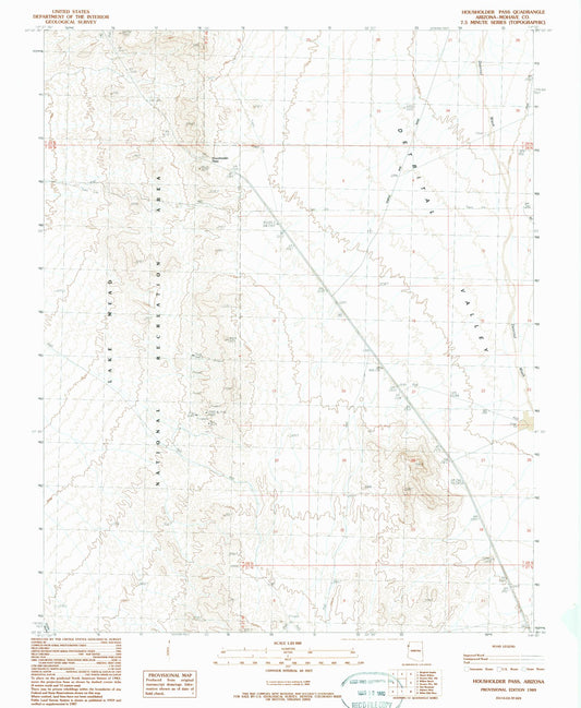 Classic USGS Housholder Pass Arizona 7.5'x7.5' Topo Map Image