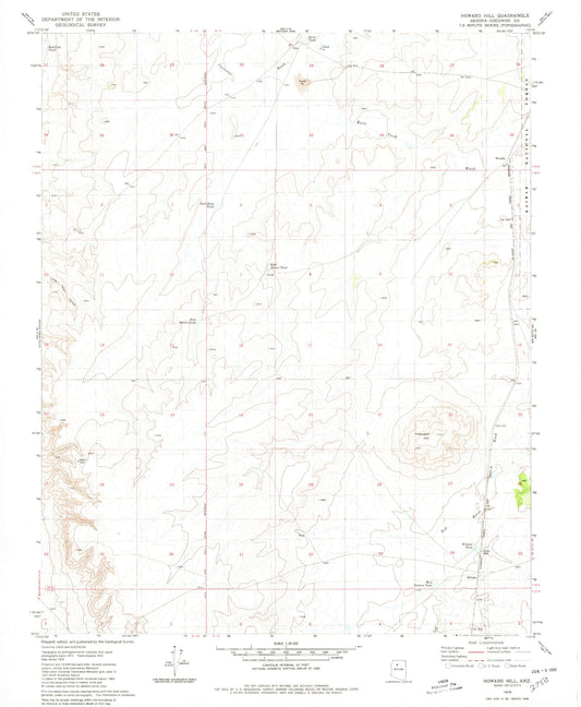 Classic USGS Howard Hill Arizona 7.5'x7.5' Topo Map Image