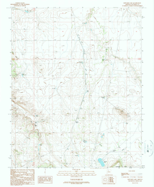 Classic USGS Howard Lake Arizona 7.5'x7.5' Topo Map Image