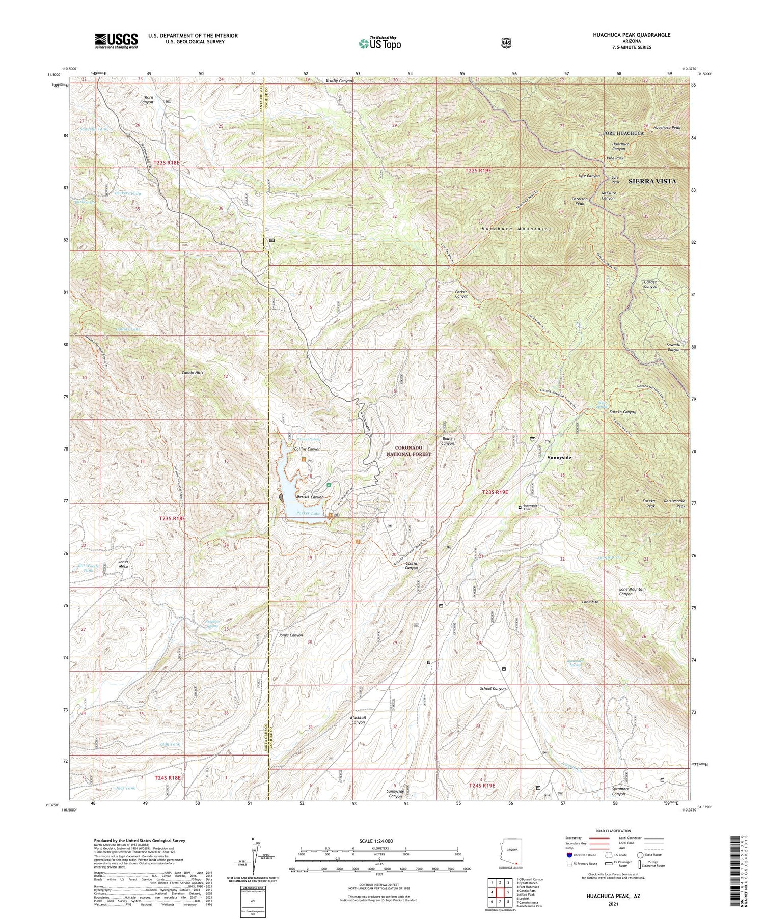 Huachuca Peak Arizona US Topo Map Image