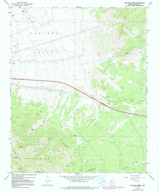 Classic USGS Hualapai Spring Arizona 7.5'x7.5' Topo Map Image