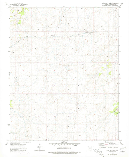 Classic USGS Hualapai Tank Arizona 7.5'x7.5' Topo Map Image