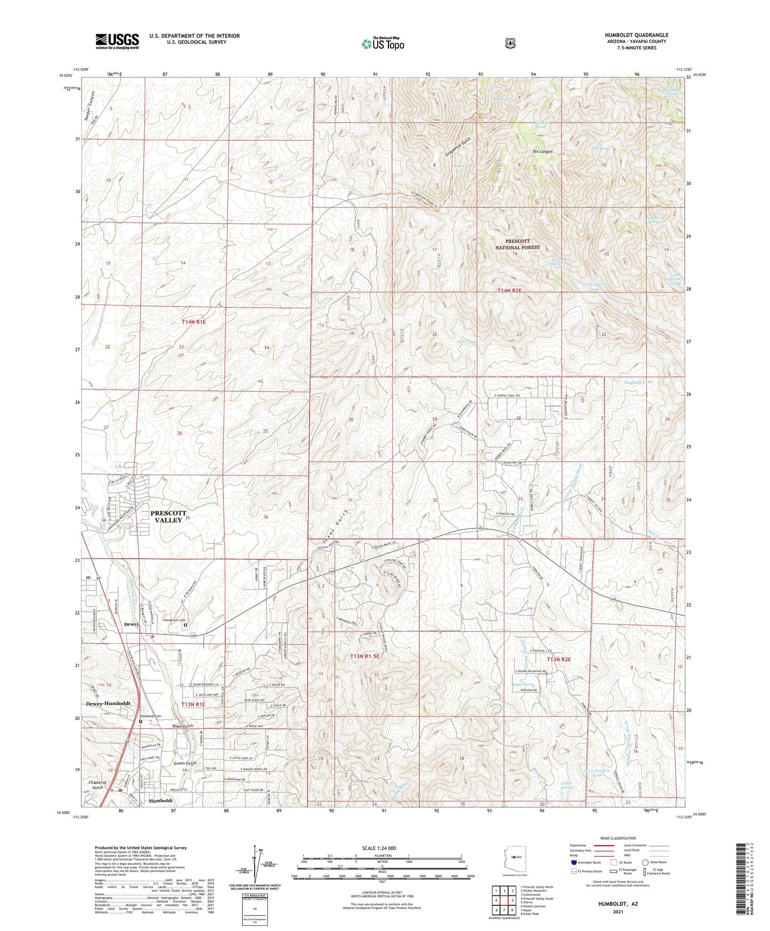 Humboldt Arizona US Topo Map Image