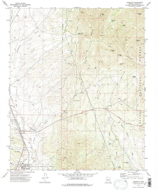 Classic USGS Humboldt Arizona 7.5'x7.5' Topo Map Image