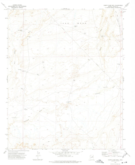 Classic USGS Humpy Camp Well Arizona 7.5'x7.5' Topo Map Image