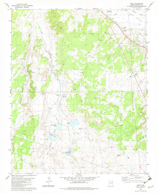 Classic USGS Hunt Arizona 7.5'x7.5' Topo Map Image