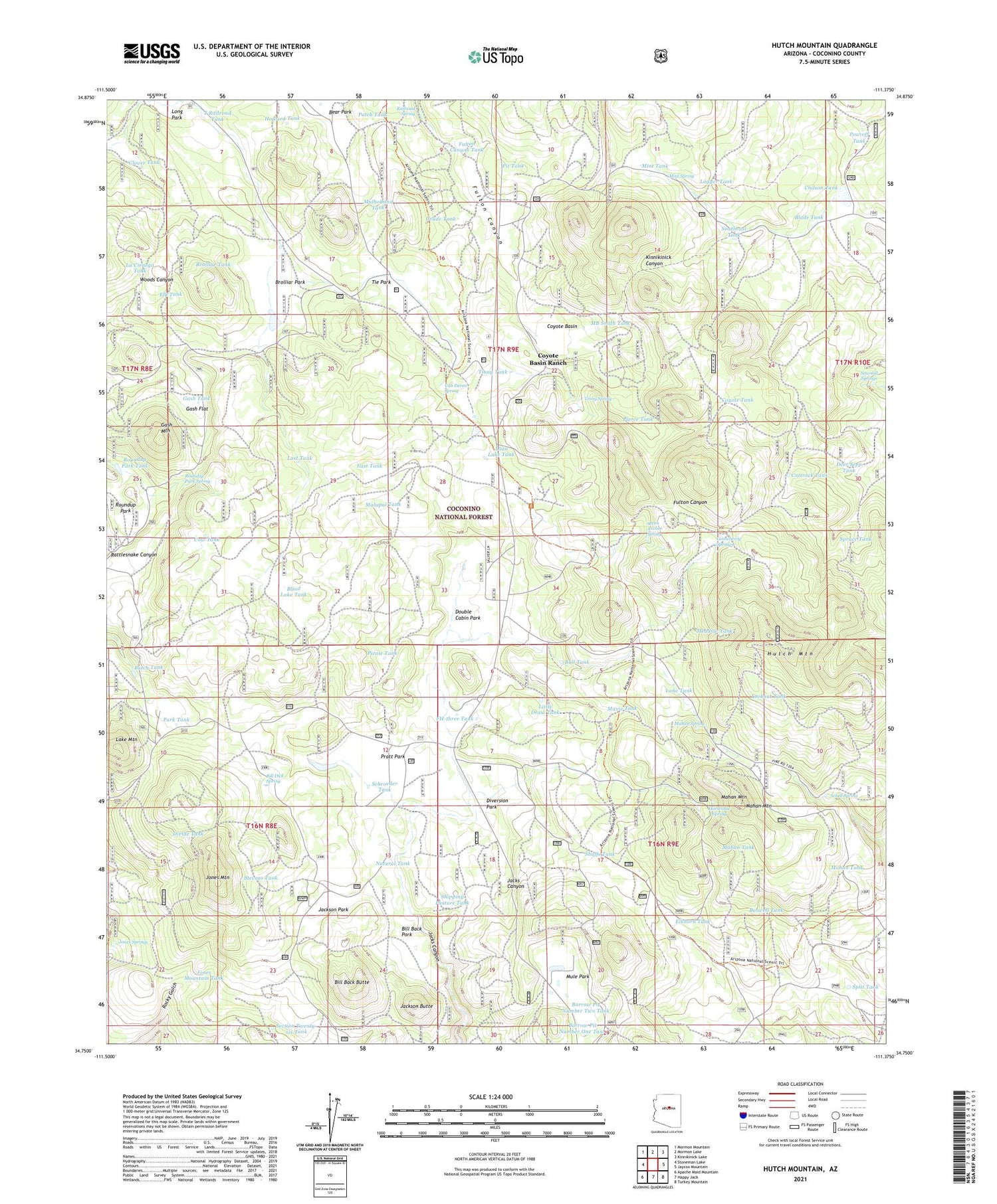 Hutch Mountain Arizona US Topo Map Image