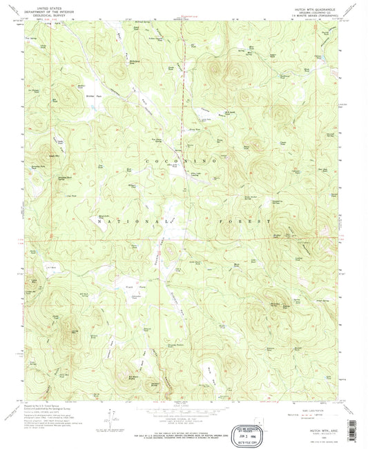 Classic USGS Hutch Mountain Arizona 7.5'x7.5' Topo Map Image