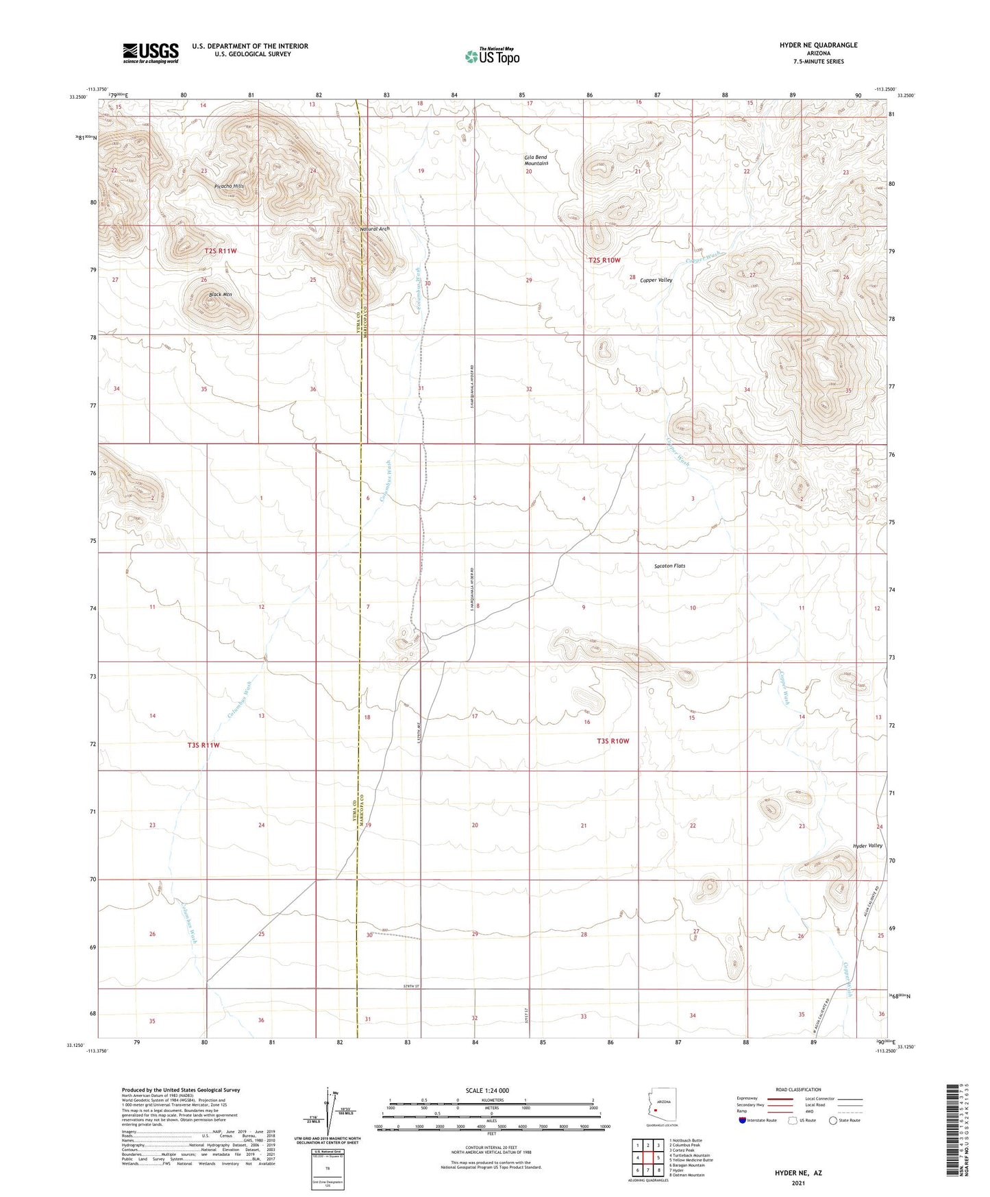 Hyder NE Arizona US Topo Map Image