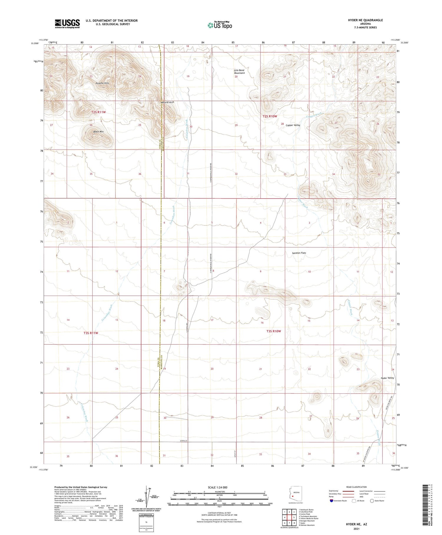 Hyder NE Arizona US Topo Map Image