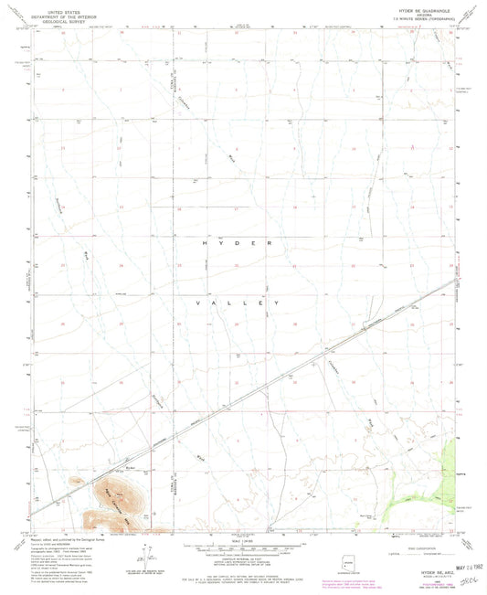 Classic USGS Hyder Arizona 7.5'x7.5' Topo Map Image