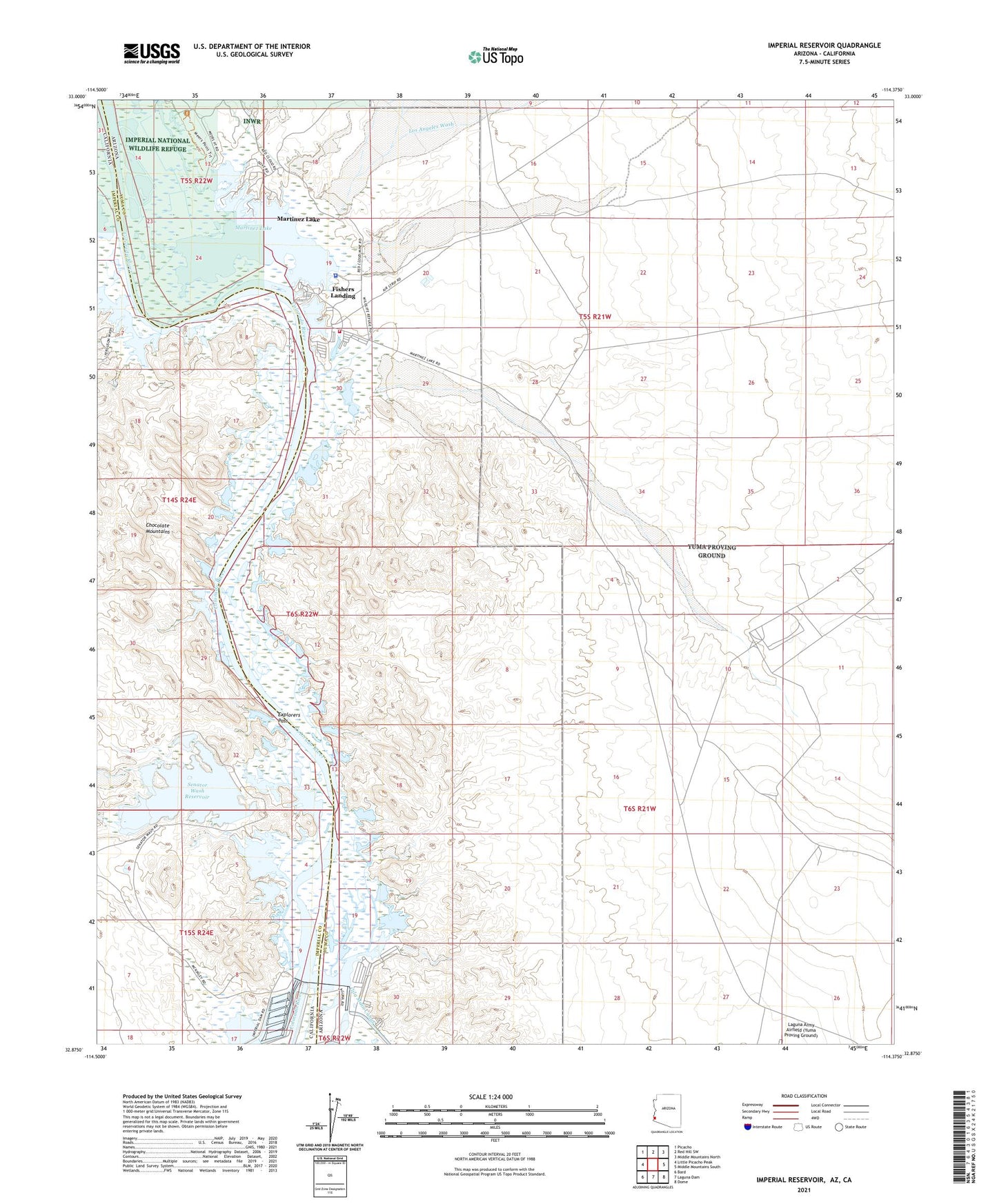 Imperial Reservoir Arizona US Topo Map Image