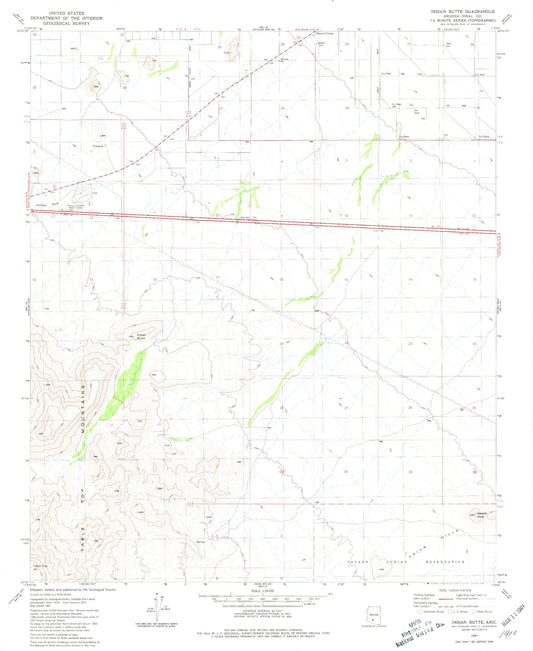 Classic USGS Indian Butte Arizona 7.5'x7.5' Topo Map Image