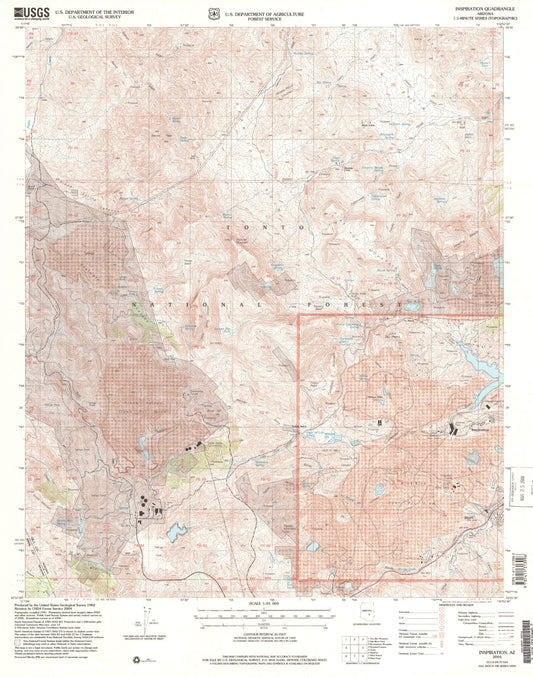 Classic USGS Inspiration Arizona 7.5'x7.5' Topo Map Image