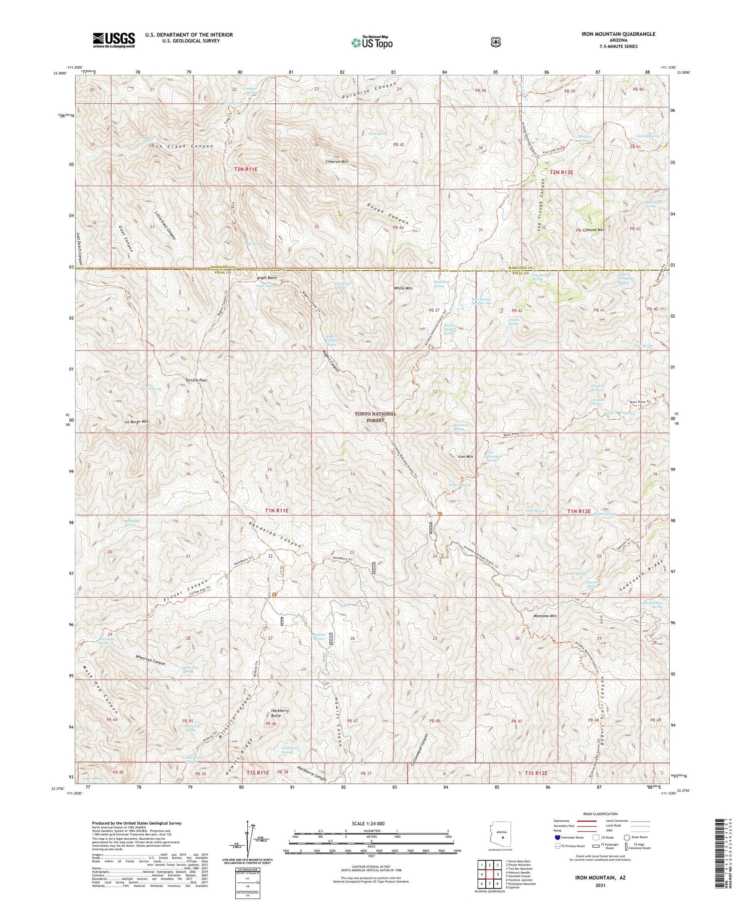 Iron Mountain Arizona US Topo Map Image