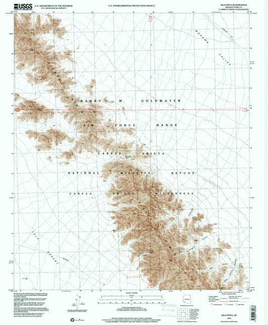 Classic USGS Isla Pinta Arizona 7.5'x7.5' Topo Map Image