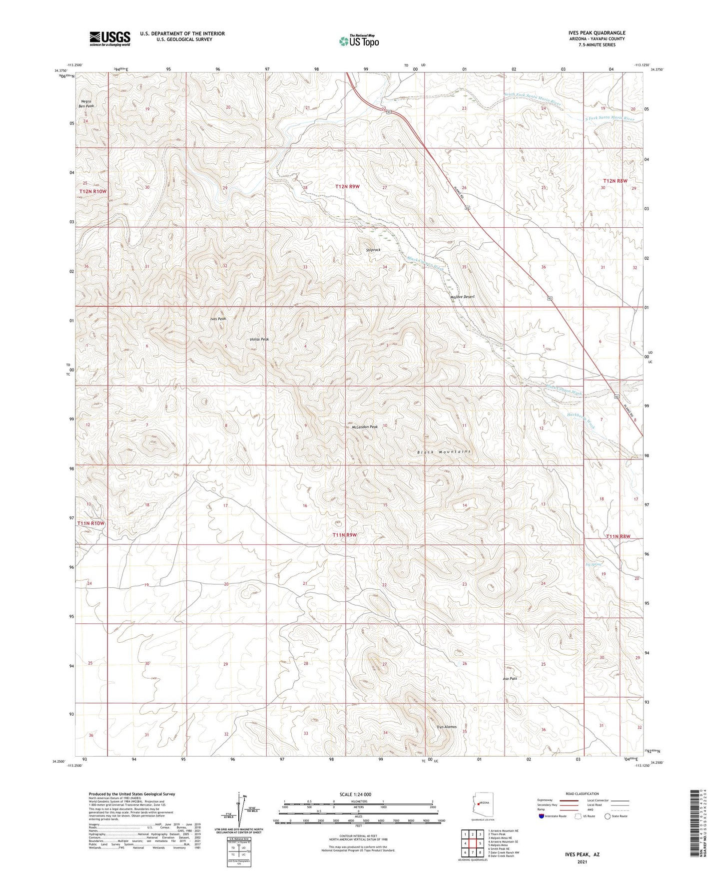 Ives Peak Arizona US Topo Map Image
