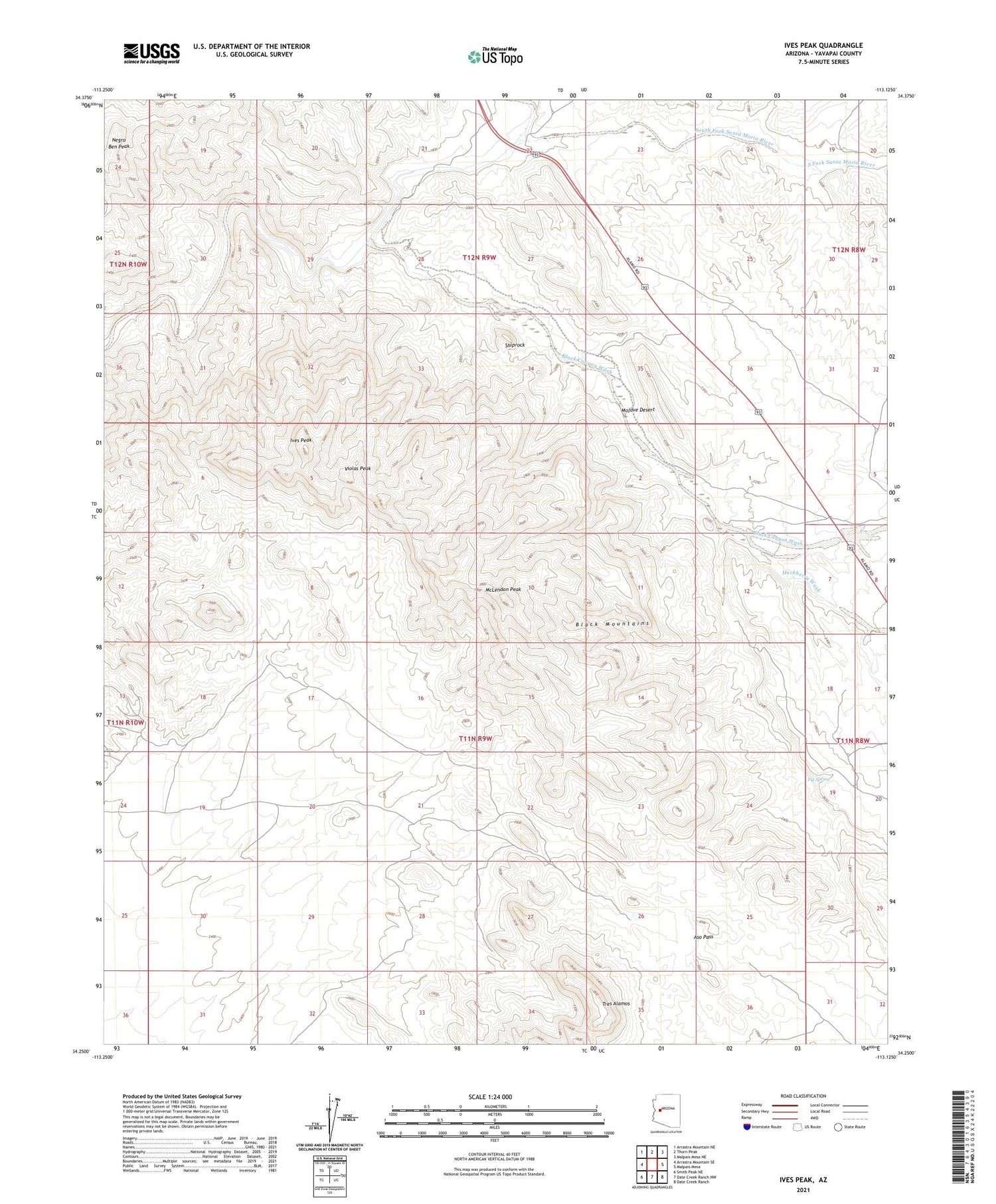 Ives Peak Arizona US Topo Map Image
