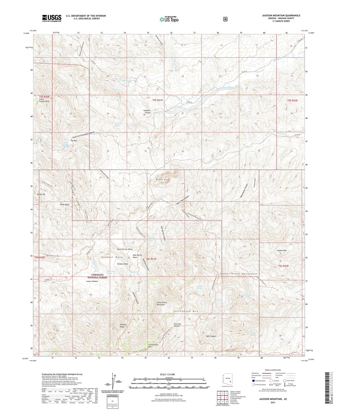Jackson Mountain Arizona US Topo Map Image