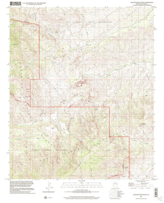 Classic USGS Jackson Mountain Arizona 7.5'x7.5' Topo Map Image