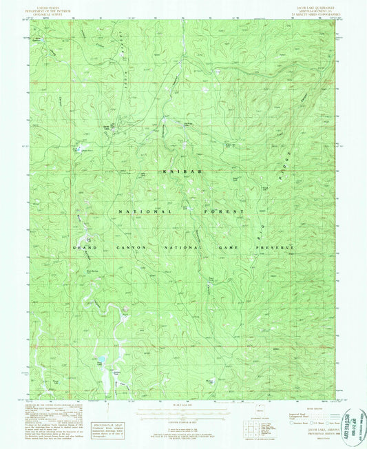 Classic USGS Jacob Lake Arizona 7.5'x7.5' Topo Map Image