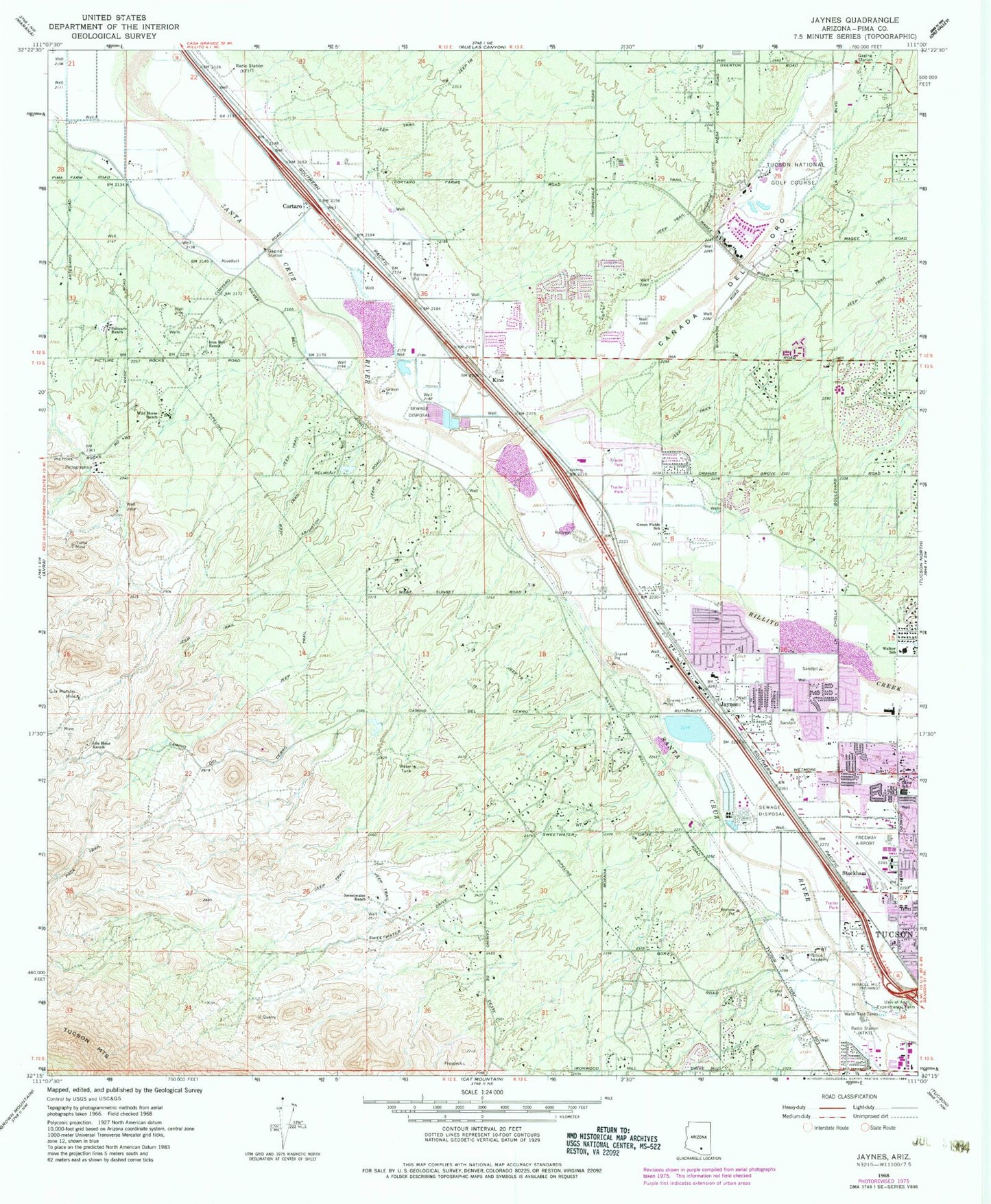 Classic USGS Jaynes Arizona 7.5'x7.5' Topo Map Image