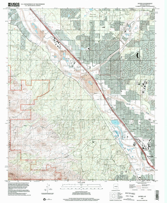 Classic USGS Jaynes Arizona 7.5'x7.5' Topo Map Image