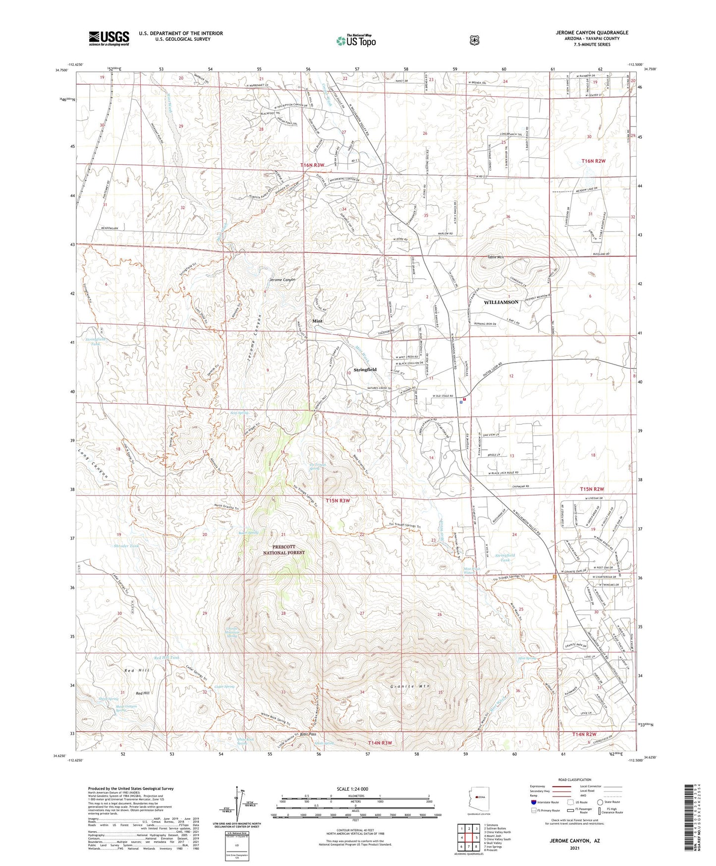 Jerome Canyon Arizona US Topo Map Image