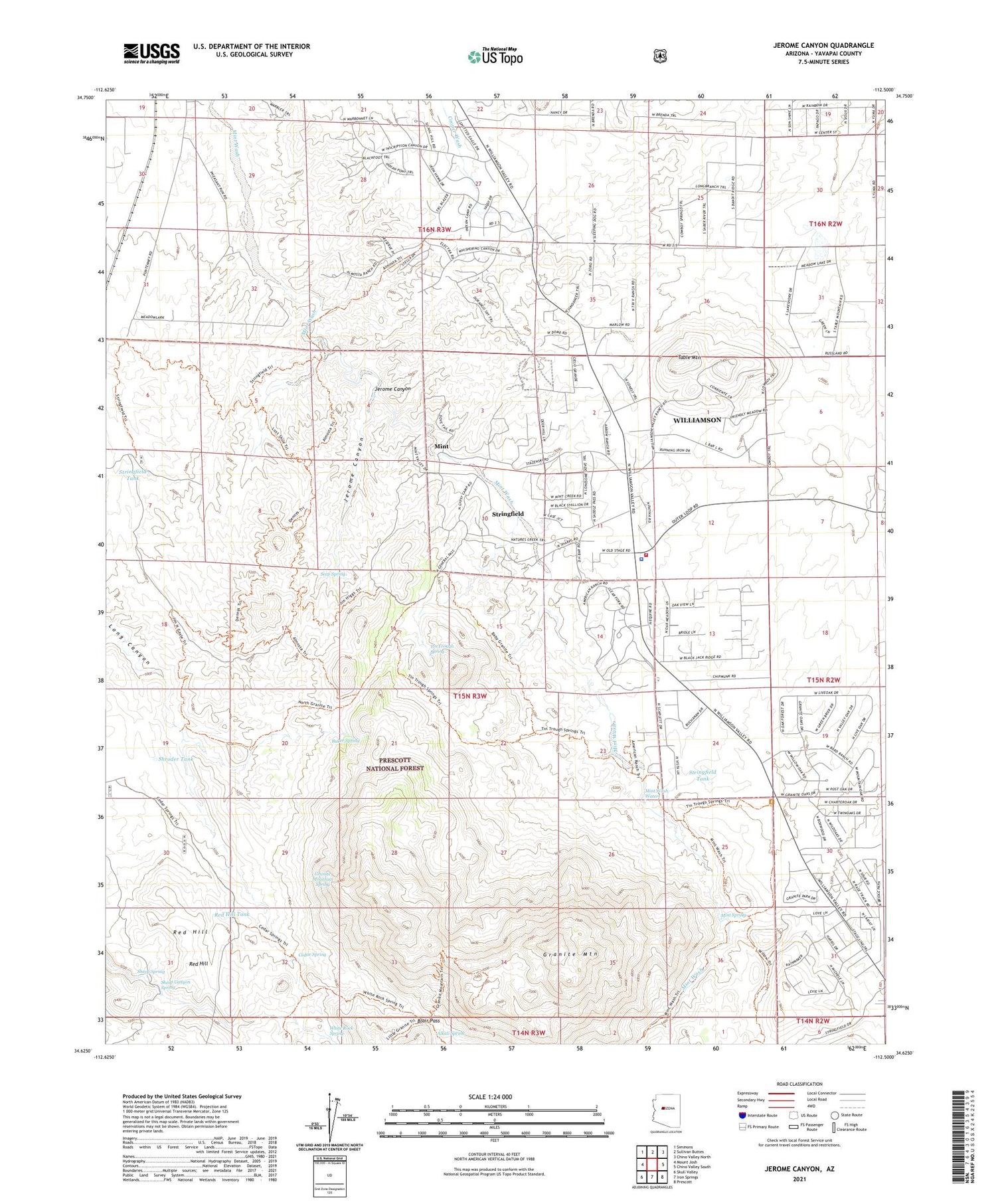 Jerome Canyon Arizona US Topo Map Image