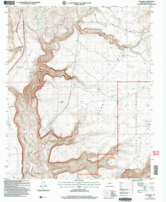 Classic USGS Joes Hill Arizona 7.5'x7.5' Topo Map Image