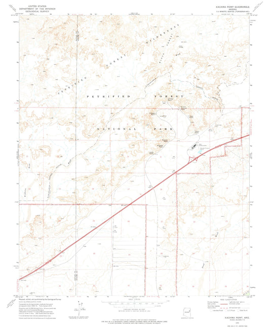 Classic USGS Kachina Point Arizona 7.5'x7.5' Topo Map Image