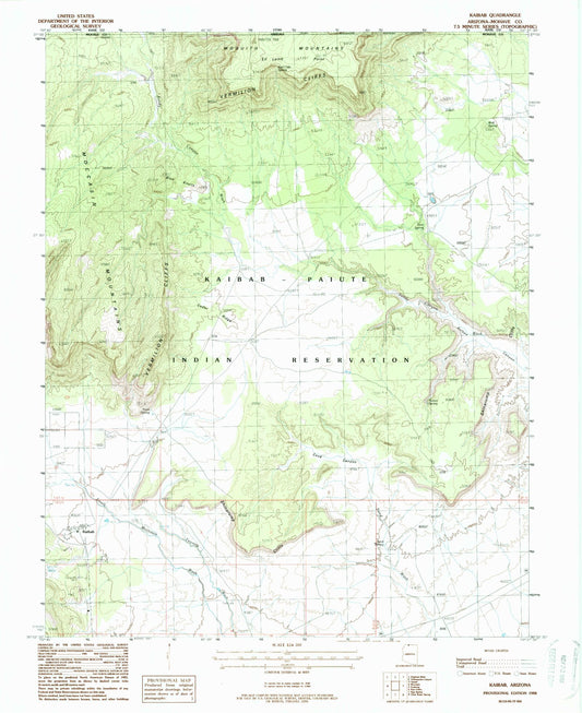Classic USGS Kaibab Arizona 7.5'x7.5' Topo Map Image