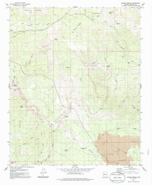 Classic USGS Kaiser Spring Arizona 7.5'x7.5' Topo Map Image