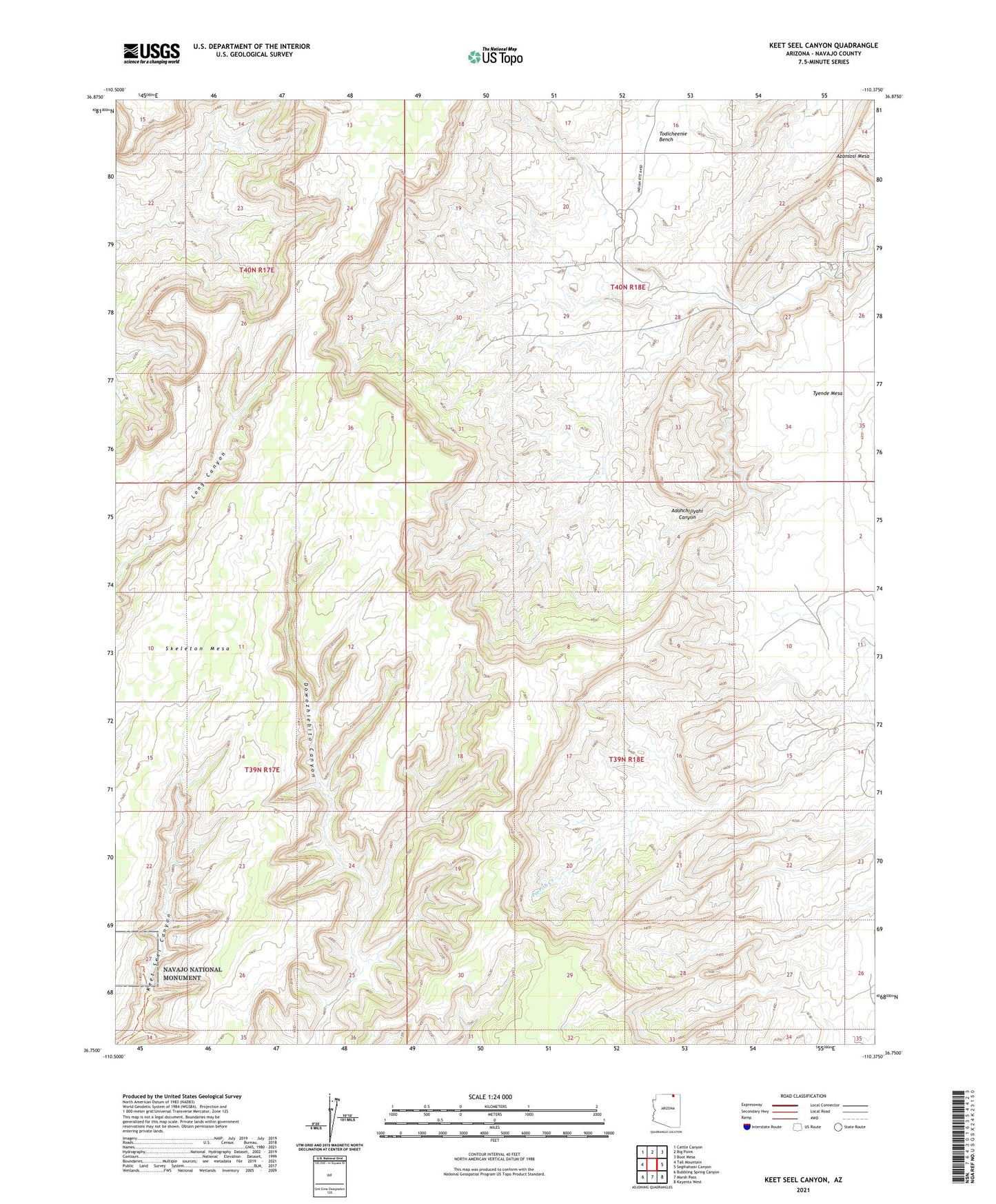 Keet Seel Canyon Arizona US Topo Map Image