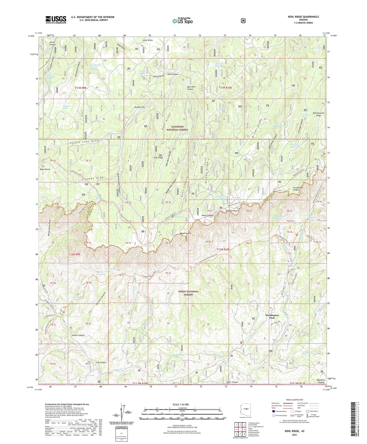 Kehl Ridge Arizona US Topo Map Image