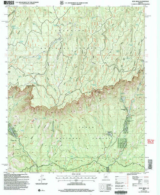 Classic USGS Kehl Ridge Arizona 7.5'x7.5' Topo Map Image