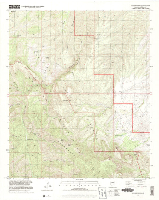 Classic USGS Kennedy Peak Arizona 7.5'x7.5' Topo Map Image
