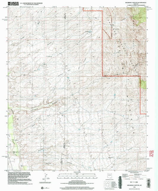 Classic USGS Kielberg Canyon Arizona 7.5'x7.5' Topo Map Image